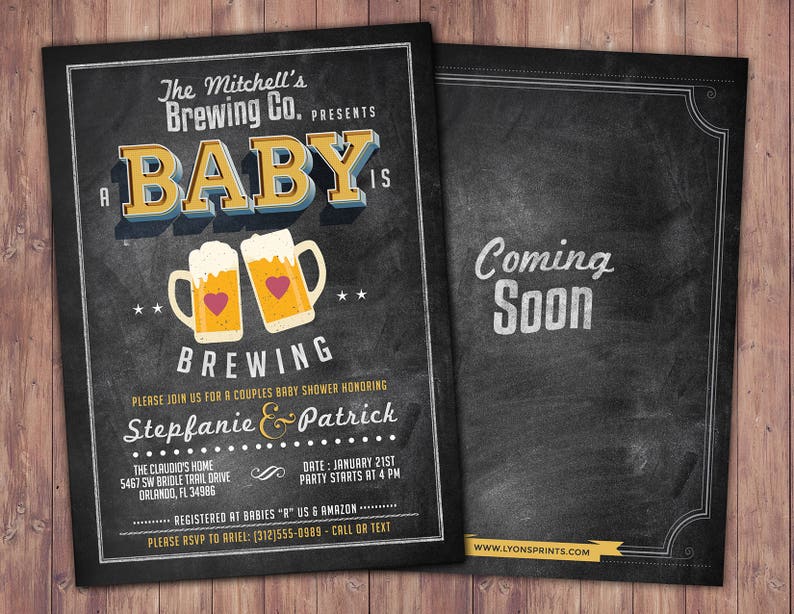 BBQ Baby is brewing Coed baby shower invitation- Beer baby shower invitation- couples baby shower Digital Files Only