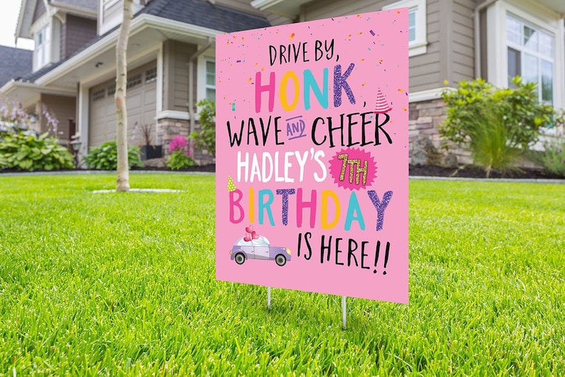 yard sign car birthday parade quarantine party social distancing drive-by birthday party Drive by birthday parade Digital file only