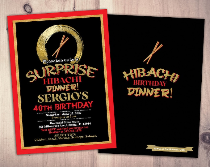 Hibachi party Invitation, Hibachi Birthday Invitation, Japanese Restaurant Party, Hibachi Party, Hibachi Shower, Japanese invite, Japan