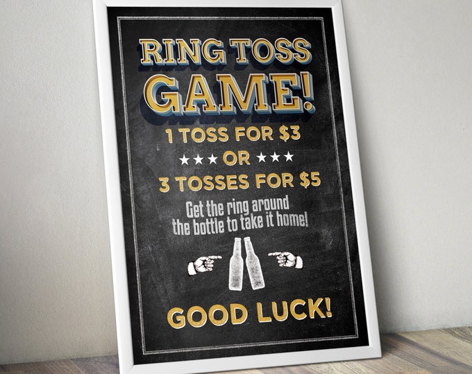 Ring Toss sign, Baby is brewing, Coed baby shower game- Beer baby shower - couples baby shower, BBQ, Printable file