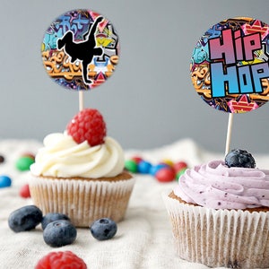 Cupcake toppers, Fresh Prince, Birthday, Baby Shower, Hip Hop, Swagger, 90s, Graffiti, Digital files ,90s party, HipHop party decor, hip hop image 2