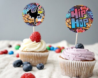 Cupcake toppers, Fresh Prince, Birthday, Baby Shower, Hip Hop, Swagger, 90s, Graffiti, Digital files ,90s party, HipHop party decor, hip hop