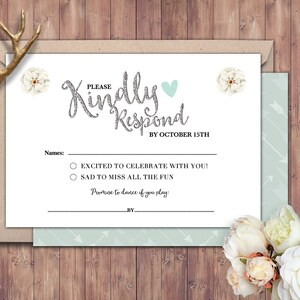 Heureusement pour toujours après carte RSVP, douche de mariage BOHO, douche de couples, flèches, Tribal, mariage, douche nuptiale