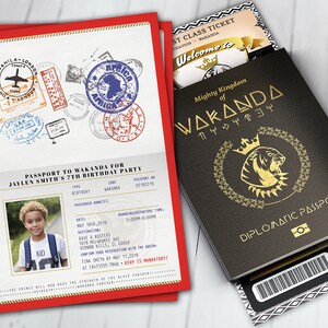 Passport and ticket Birthday invitation, Wakanda, Africa Passport, African Birthday, African Birthday, Panther, Digital files only