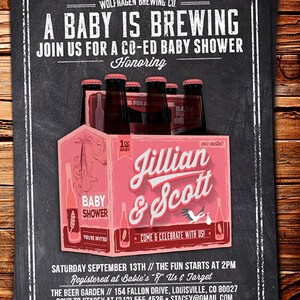 Coed baby shower invitation Beer baby shower invitation couples baby shower girl baby shower boy baby shower, baby is brewing,BBQ image 2