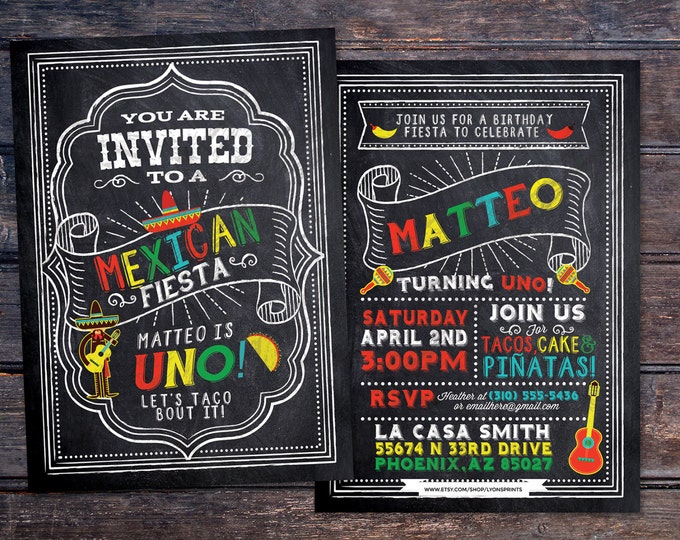 ANY AGE fiesta invitation / birthday fiesta invitation / fiesta birthday invitation / kids birthday invitation / mexican fiesta invitation