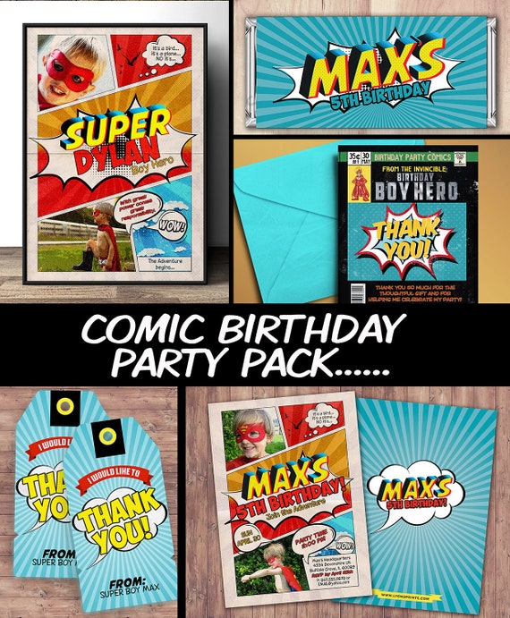 Superhero Invitation / Superhero birthday invite - DIY superhero birthday party printable, sleepover party, comic, boy birthday, hero Il_570xn