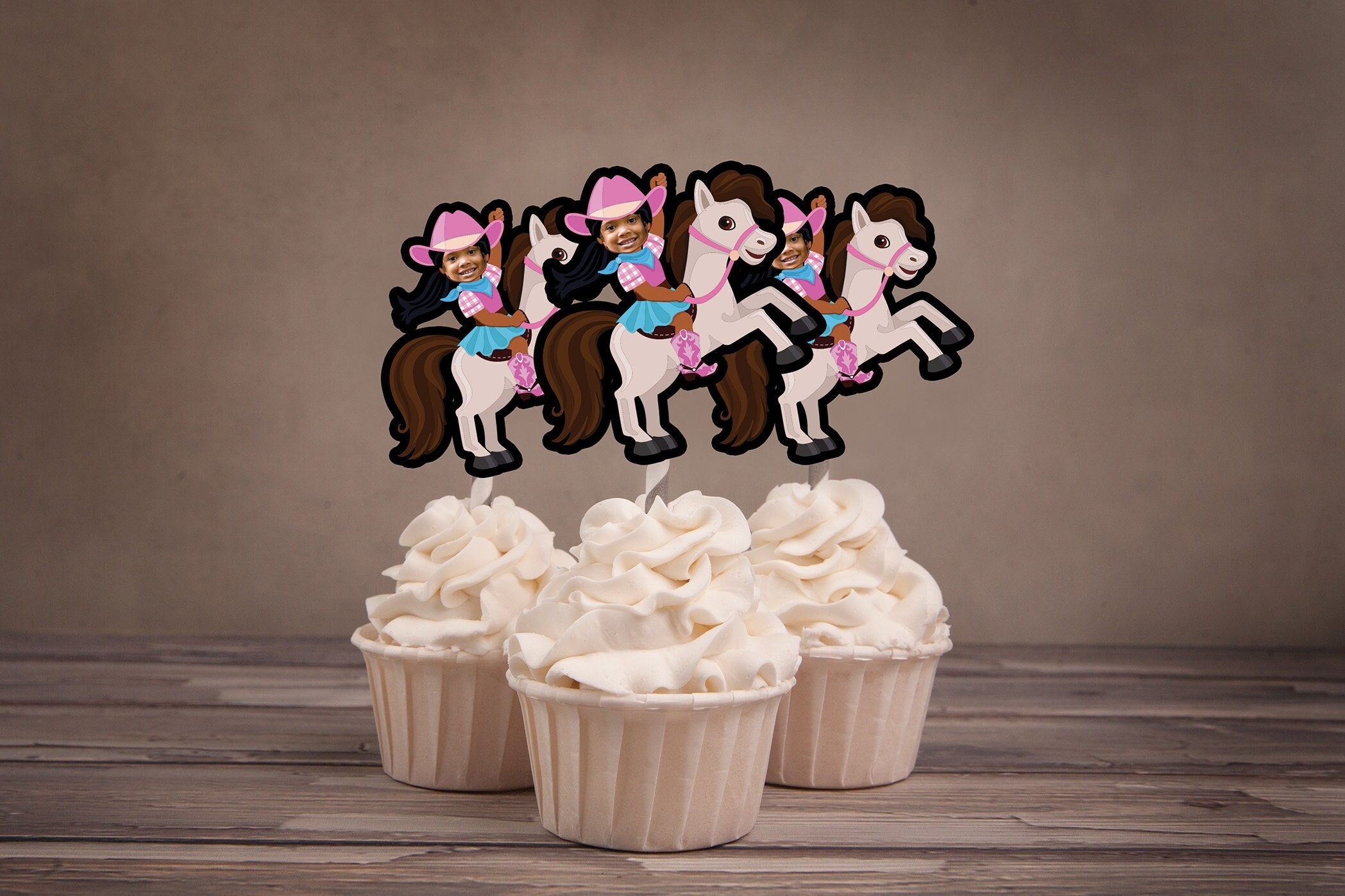 Cowboy cupcake toppers, cowgirl cupcake toppers, rodeo party, western ...