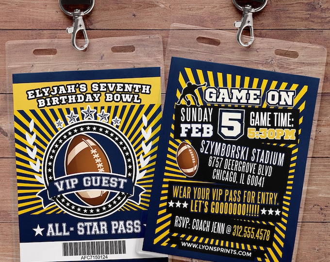 Football ticket Invitation, All Star Birthday, VIP pass, Birthday invitation, boy birthday, sports birthday, football baby shower