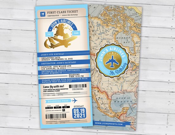 Passport and ticket birthday invitation, travel birthday party invitation, retirement party, going away party, travel, Digital files only Il_570xn