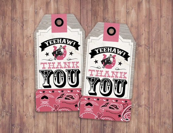 Western, cowboy, cowgirl, birthday, Western birthday, Rodeo, favor tags, party favor, thank you, horse, circus, carnival Il_570xn