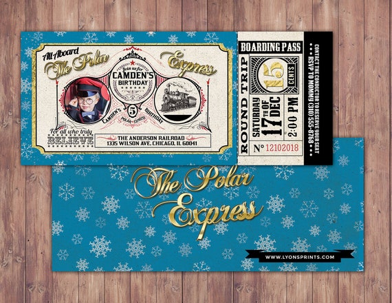 Polar Express BIRTHDAY Invitation, Printable Birthday Decorations, Polar Express invitation ...