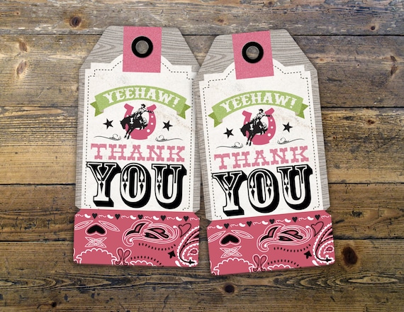 Western, cowboy, cowgirl, birthday, Western birthday, Rodeo, favor tags, party favor, thank you, horse, circus, carnival Il_570xn