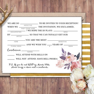 Heureusement pour toujours après la carte RSVP, douche de mariage BOHO, douche de couples, flèches, Tribal, mariage, douche nuptiale imprimable, mad libs
