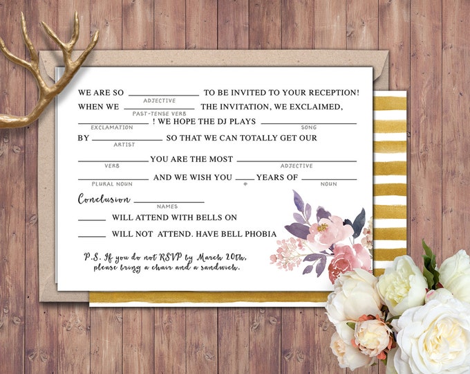 Happily ever after RSVP card, BOHO wedding shower, couples shower, arrows, Tribal, wedding, bridal shower printable, mad libs