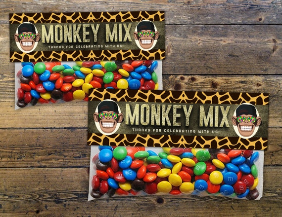 Safari Animals Treat Bag Toppers - monkey - Jungle Favor Toppers Instant, Sandwich Baggie Size, animal print, birthday favor, monkey mix Il_570xn