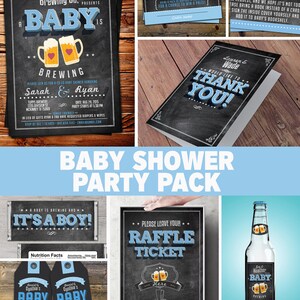 Party pack, party decorations, Coed baby shower invitation- Beer baby shower invitation- girl baby shower - boy baby shower, baby is brewing