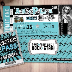 Rock Star-Concert ticket birthday invitation- birthday invitation- pop star birthday invitation-music birthday invitation