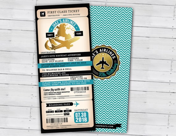 PASSPORT and TICKET birthday invitation, travel birthday party invitation, retirement party, going away party, travel, Digital files only Il_570xn