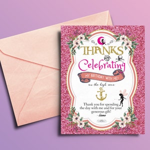 Hada, duendecillo, tarjeta de agradecimiento, invitación de cumpleaños de pirata y princesa, invitación de princesa y pirata, cumpleaños de gemelos, duendecillo