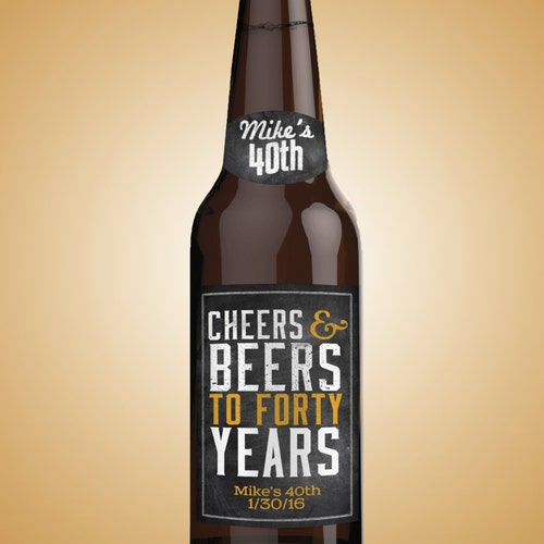 maandelijks hamer handboeien Personalized DIGITAL Beer Labels Cheers and Beers Birthday | Etsy