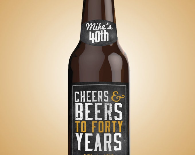 Personalized digital Beer Labels, Cheers and beers, birthday, 30th, 40th, 50th, 60th, 70th, Cheers and beers to thirty years, surprise party