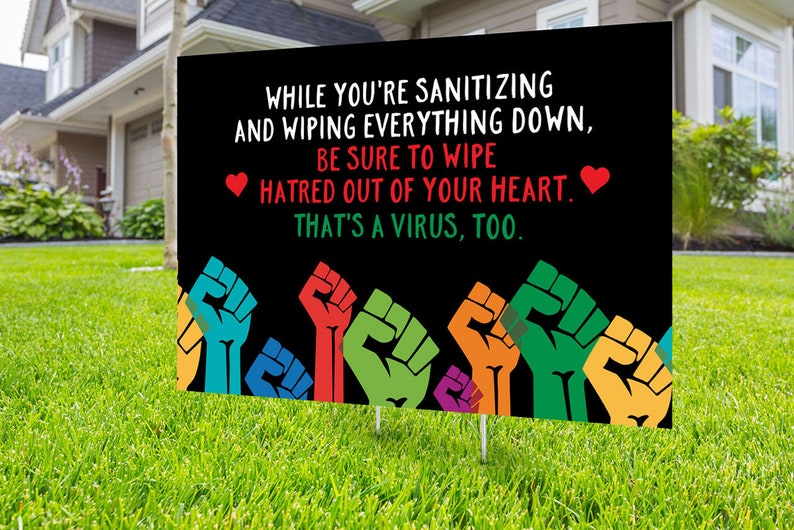 Black lives matter yard sign design, Digital file only, No Hate sign, Black rights, human rights, Love thy neighbor, Black lives matter,LGBT image 1