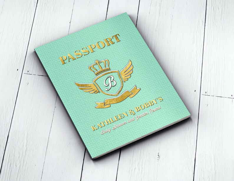Digital files Only- couples baby shower Coed baby shower invitation- travel gender reveal PASSPORT and TICKET baby shower invitation