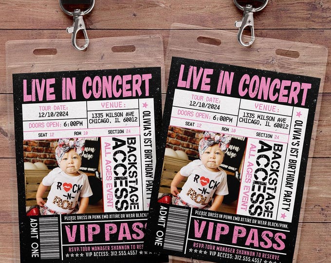 VIP pass invitation, backstage pass, VIP invitation, birthday invite, Rockstar Birthday invite, concert ticket invitation, Rockstar party