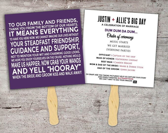 Wedding Fans and programs with sticks, promotion, business,  special event, business promotions, birthdays, wedding wands