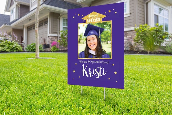 Class of 2021 Graduation, Digital file only, Photo Yard Sign design,High School Senior, Welcome Sign Congrats, Graduation lawn sign Il_570xn