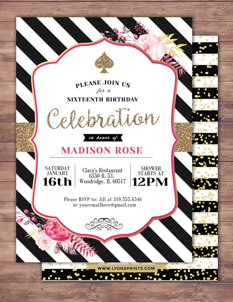 invitation invite bridal shower invitation wedding sweet 16 brunch birthday invitation baby shower couples shower Spade party