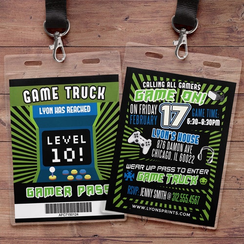 Video Game Truck Birthday Party Invitation Game Truck Party Etsy