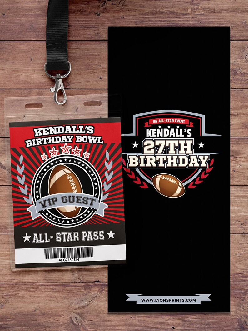 Football ticket Invitation // All Star Birthday // VIP pass, sports birthday, ticket invite, Bar Mitzvah, football image 10