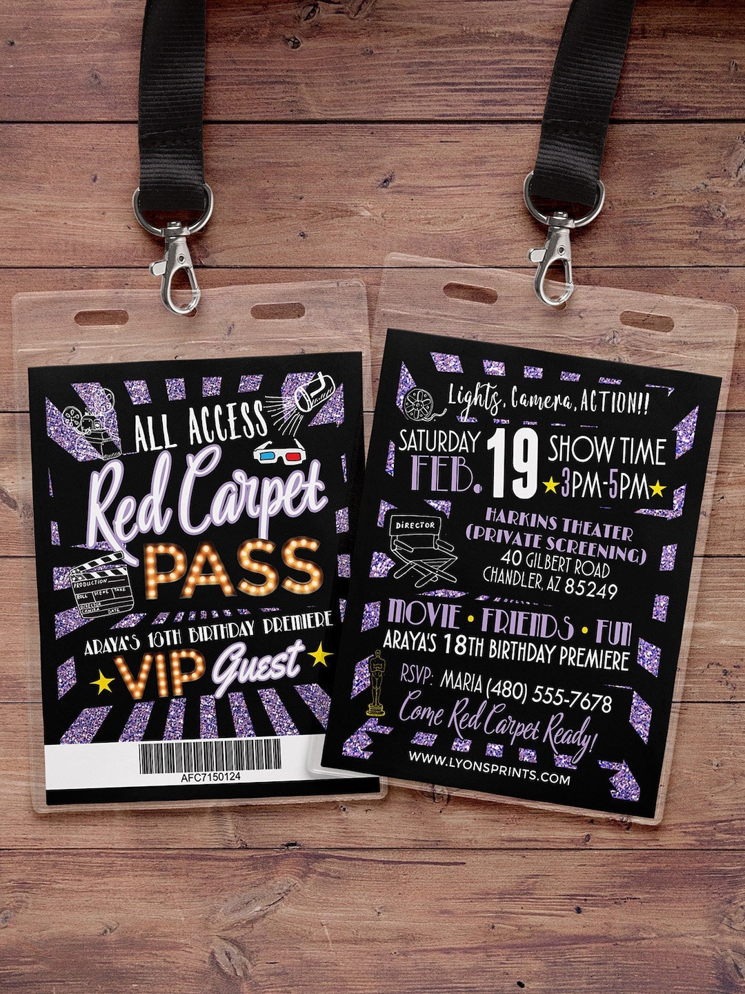 Hollywood Birthday Sweet 16 VIP Pass Backstage Pass Vip Etsy