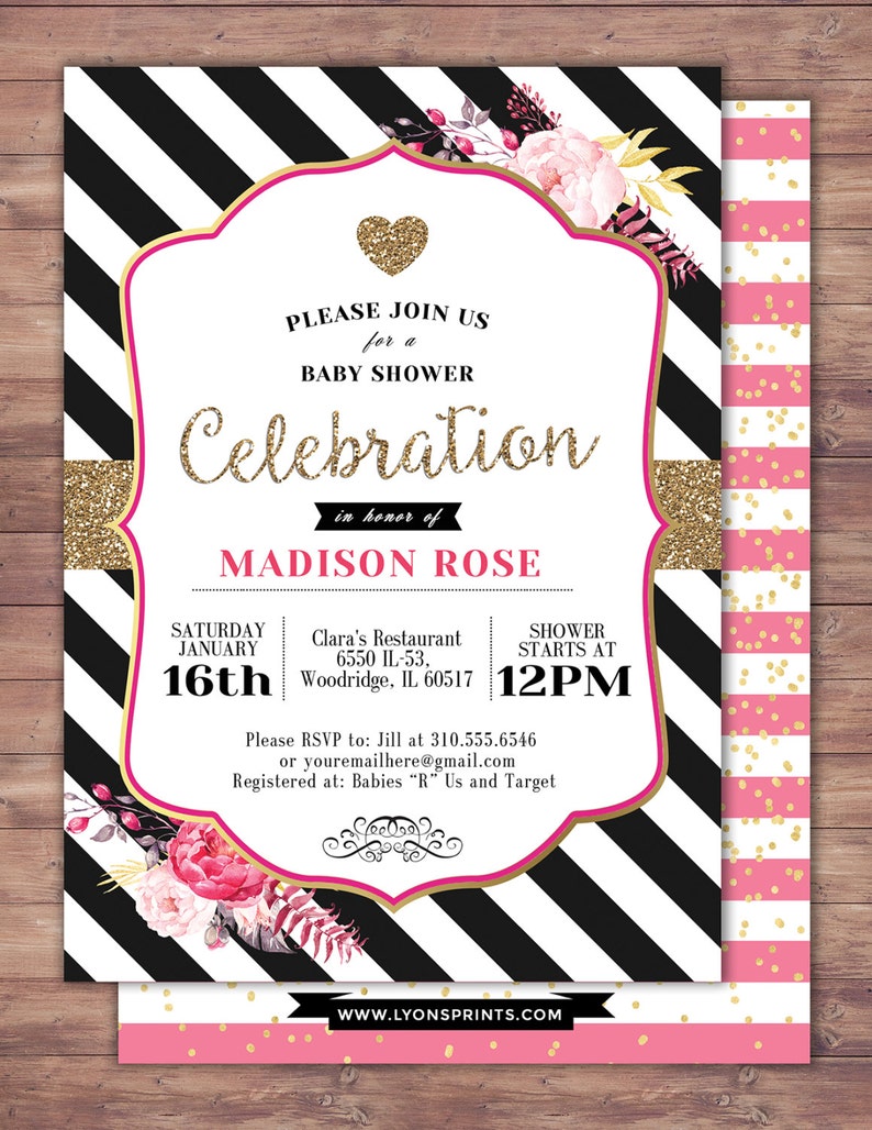 invitation invite bridal shower invitation wedding sweet 16 brunch birthday invitation baby shower couples shower Spade party