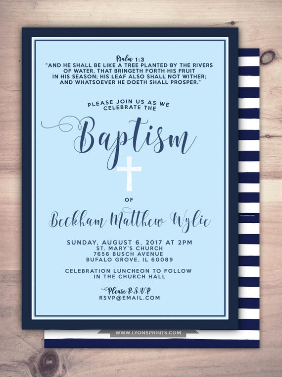 Baptism Invitation, Christening, Blue, Cross Christening Invitation