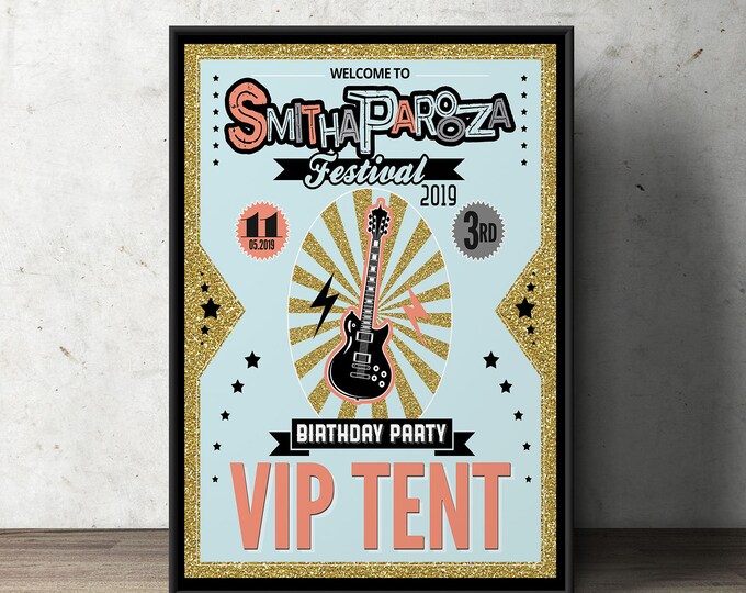 Birthday Party sign "ROCKSTAR" (Printable File Only) , baby shower, party decorations, party supplies, rockstar party, rockstar sign, poster