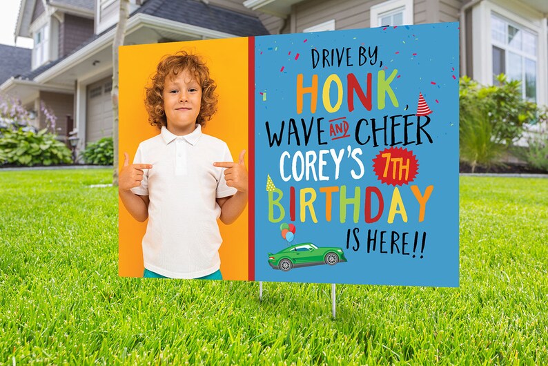 yard sign car birthday parade quarantine party social distancing drive-by birthday party Drive by birthday parade Digital file only