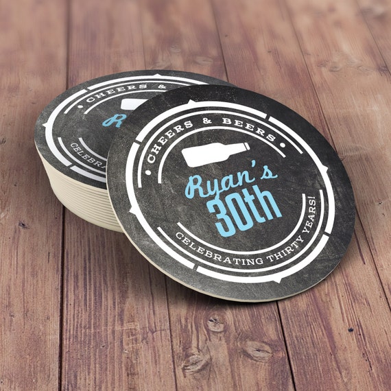 Digital coaster file, Cheers and Beers, beer, 21st, 30th, 40th, 50th, 60th, 70th, Surprise Birthday Party, adult birthday, coaster Il_570xn