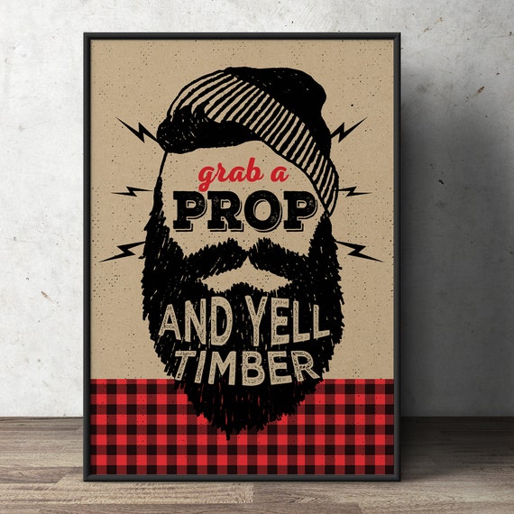 Lumberjack table sign, photo prop sign, Woodland party, flannel, woodland shower, woodland birthday, beard prop, Timber, printable file Il_570xn