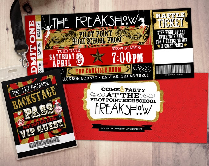 CIRCUS, Freak show party prom Invitation- Carnival invitation-prom invitation- graduation party invitation-school dance invitation