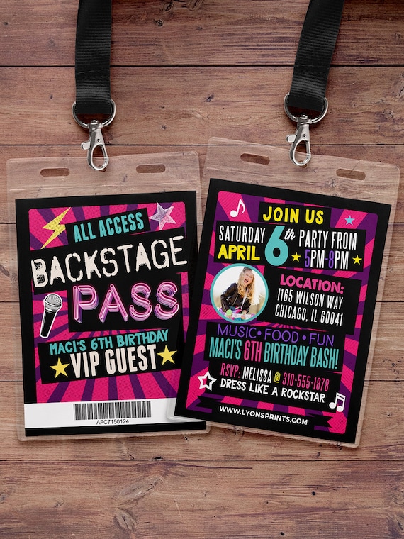Retro, neon, VIP PASS, backstage pass, Vip invitation, birthday