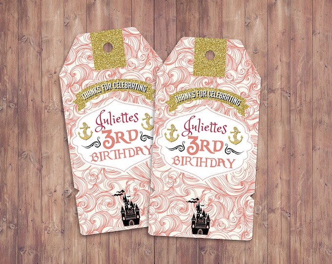 Pirate and Princess Party favor tags, Pirate and Princess Birthday Invitation, Princess and Pirate invitation ,Twins birthday, party favor