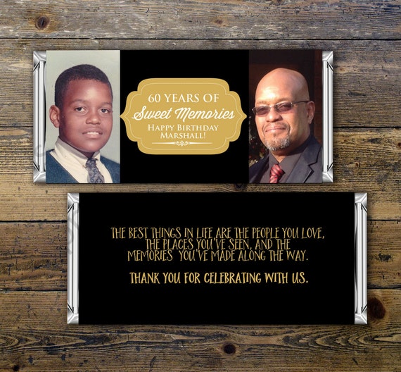 Birthday, Candy Bar Wrappers - Gold, Silver Adult Milestone Favors 30th, 40th, 50th, 60th, 70th, 80th Any Age, vintage, aged to perfection Il_570xn