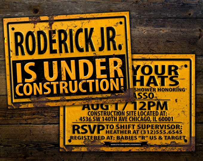 Under Construction Baby Shower invitation, Construction Invitation, Dump Truck, Tools Invitation, construction baby shower