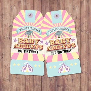 Carnival Thank You Tags for Carnival Birthday or shower. DIY Circus Party Printables Personalized Circus Favor Tags for Circus baby shower SAMPLE PHOTO 8