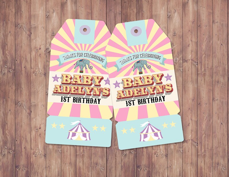 Carnival Thank You Tags for Carnival Birthday or shower. DIY Circus Party Printables Personalized Circus Favor Tags for Circus baby shower SAMPLE PHOTO 8