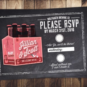 Biglietto RSVP, invito baby shower Coed - invito baby shower birra - baby shower coppie - baby is brewing, baby shower, applausi e birre
