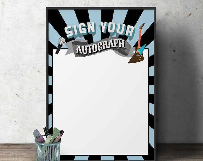 Digital ROCK STAR  birthday party sign- Music- pop star,  rockstar party, rock star decor, rock star birthday, party sign, printable